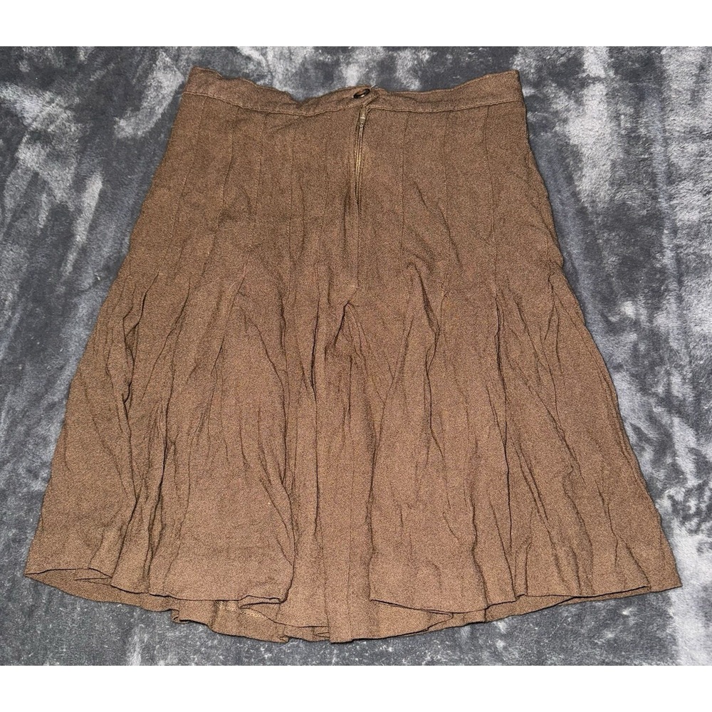 OBR Pleated Skirt‎ Women's Size 2 Vintage 100% Rayon Brown